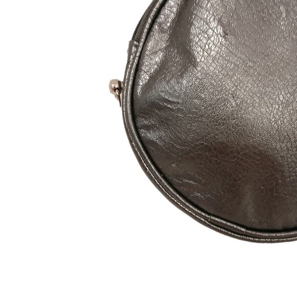 Giorgio Armoni Makeup Cosmetics Bag Circle Pouch Gunmetal Gray Designer Round - Picture 5 of 16